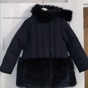 J.Crew Down and Faux Fur Girls Coat Size 4-5